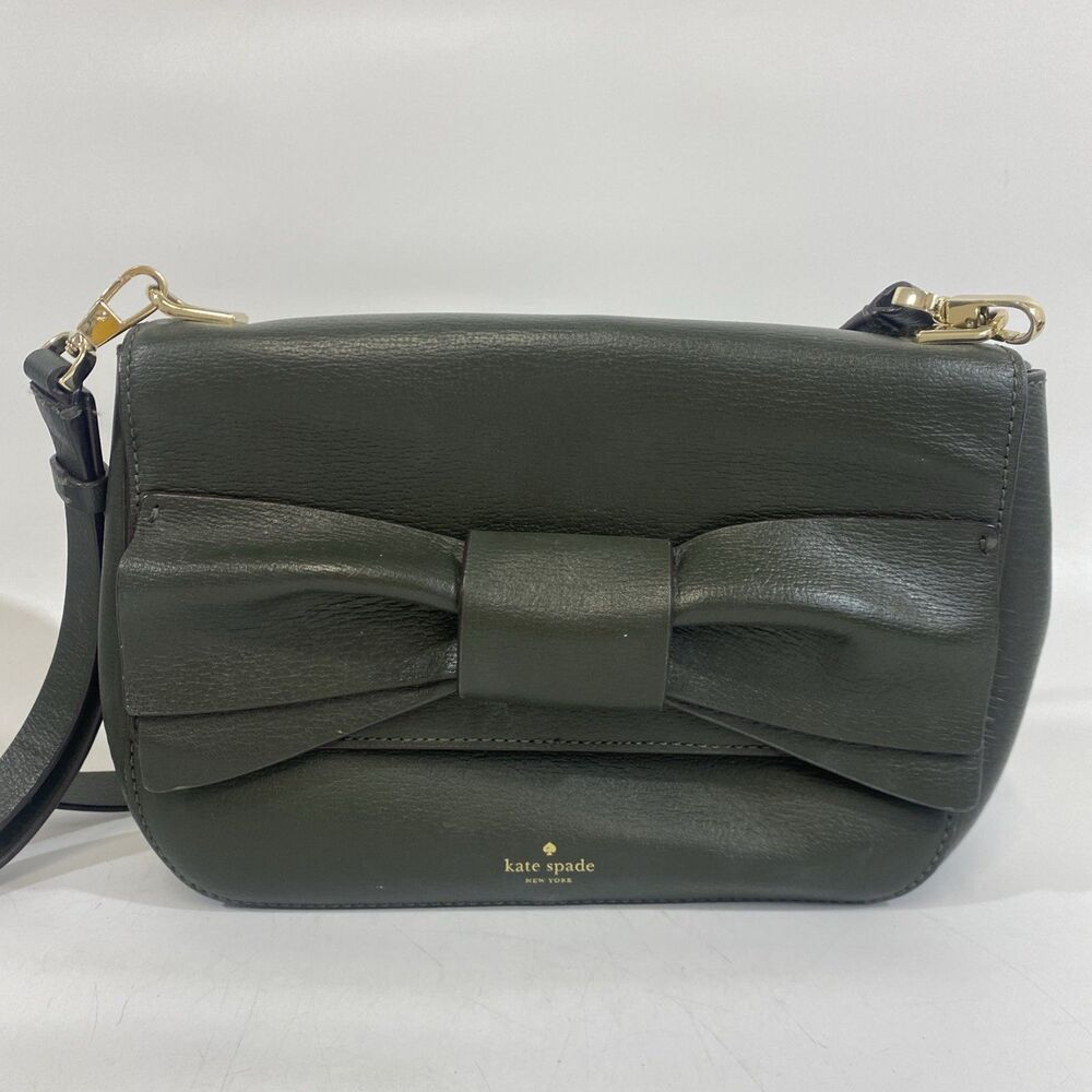 Kate Spade New York Olive Drive Hetty leather crossbody bag In Loden Green Bow